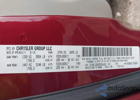 2014 Chrysler Town & Country Touring from USA, damaged, VIN 2C4RC1BG9ER294283